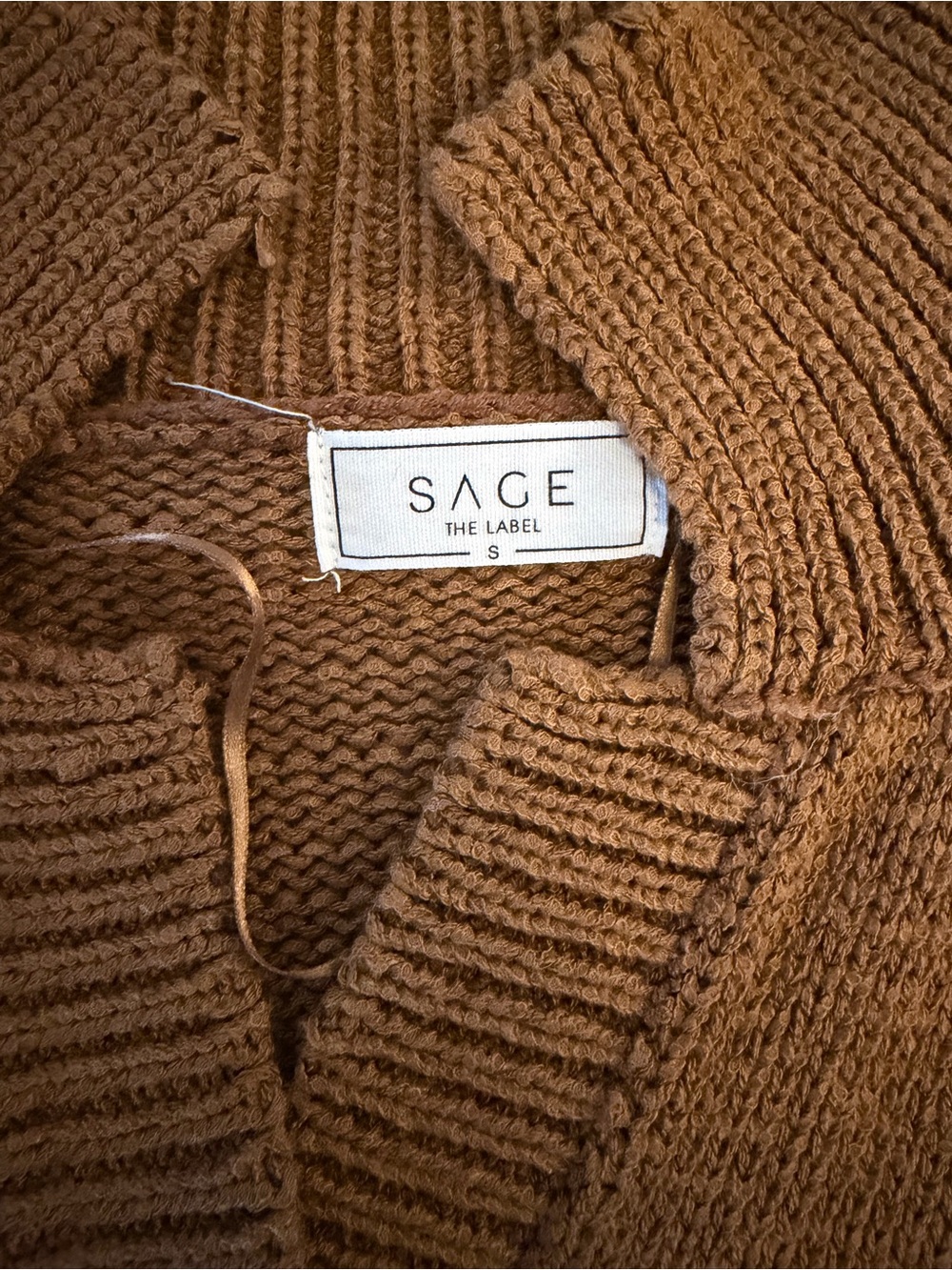 Sage The Label Chunky Knit Cardigan — Camel Brown
